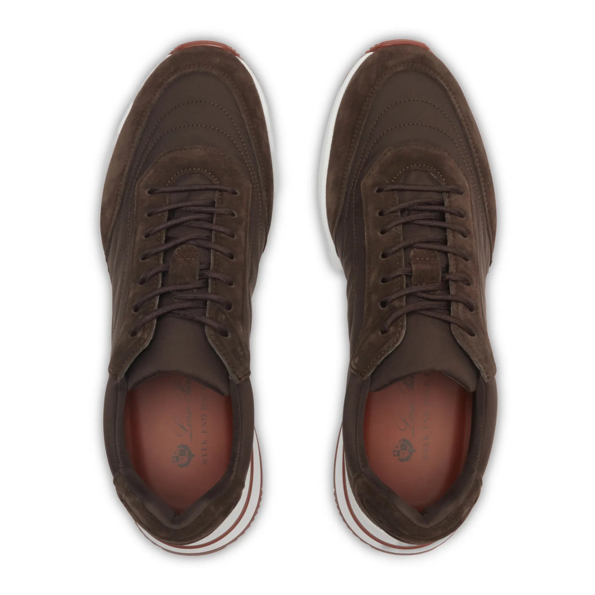 Upper View of Loro Piana Week End Walk Cedar Bronze Sneaker FAP9780_H1A1